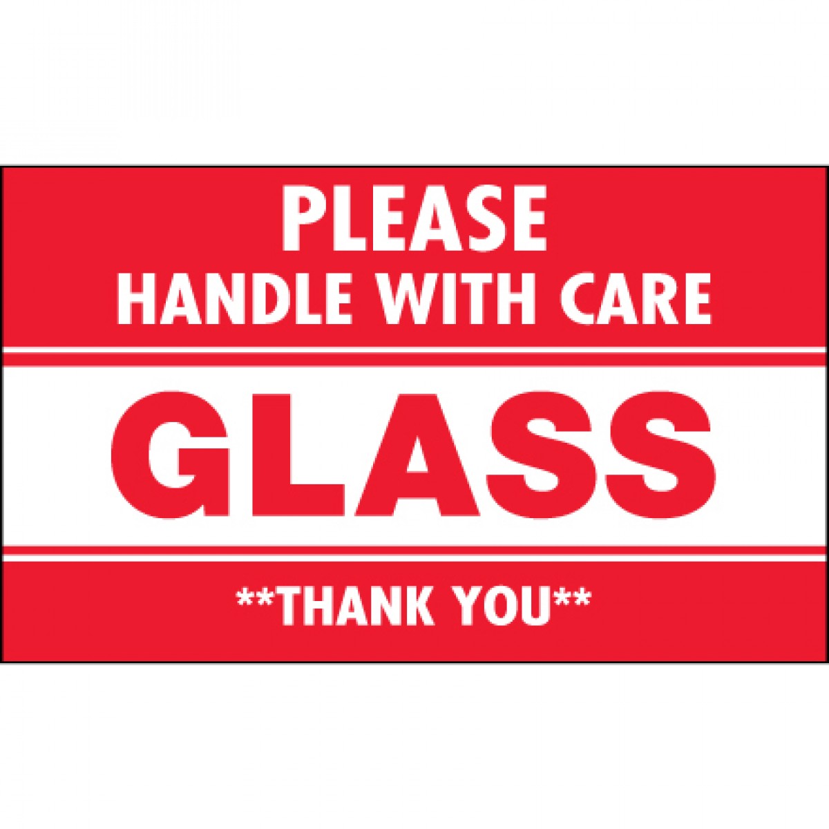 3" x 5" "Glass Please Handle With Care" Labels