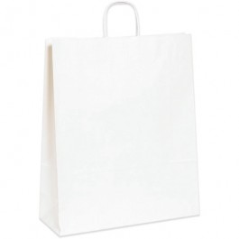 16" x 6" x 19 1/4"  White Paper  Shopping  Bags