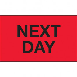 3" x 5" - " Next  Day" ( Fluorescent  Red)  Labels