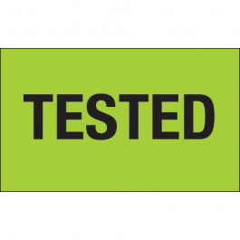3" x 5" - " Tested" ( Fluorescent  Green)  Labels