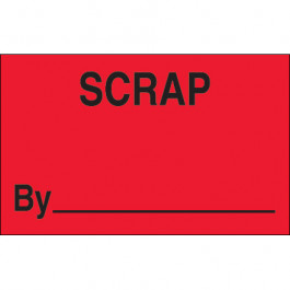 1 1/4" x 2" - " Scrap  By" ( Fluorescent  Red)  Labels