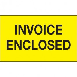 3" x 5" - " Invoice  Enclosed" ( Fluorescent  Yellow)  Labels