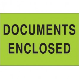 2" x 3" - " Documents  Enclosed" ( Fluorescent  Green)  Labels