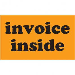 3" x 5" - " Invoice  Inside" ( Fluorescent  Orange)  Labels