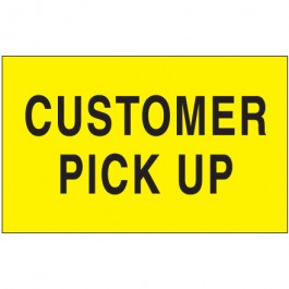 3" x 5" - " Customer  Pick  Up" ( Fluorescent  Yellow)  Labels