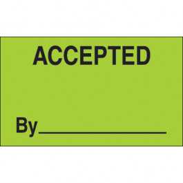 3" x 5" - " Accepted  By" ( Fluorescent  Green)  Labels