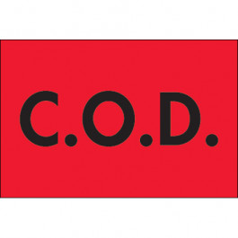 2" x 3" - "C.O.D." ( Fluorescent  Red)  Labels