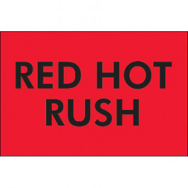 2" x 3" - " Red  Hot  Rush" ( Fluorescent  Red)  Labels