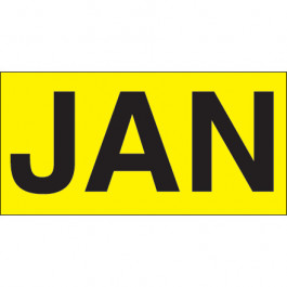 3" x 6" - "JAN" ( Fluorescent  Yellow) Months of the  Year  Labels