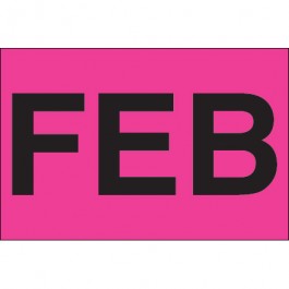 2" x 3" - "FEB" ( Fluorescent  Pink) Months of the  Year  Labels