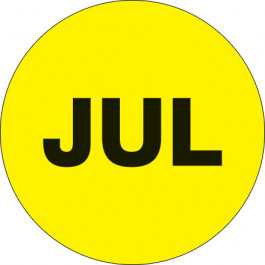 1"  Circle - "JUL" ( Fluorescent  Yellow) Months of the  Year  Labels
