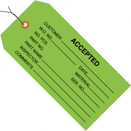 4 3/4" x 2 3/8" - " Accepted ( Green)" Inspection  Tags -  Pre- Wired