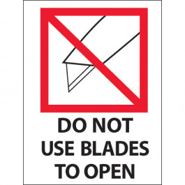 3" x 4" - " Do  Not  Use  Blades to  Open"  Labels