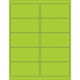 4" x 2"  Fluorescent  Green Rectangle  Laser  Labels