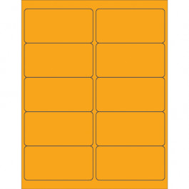 4" x 2"  Fluorescent  Orange Rectangle  Laser  Labels