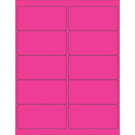 4" x 2"  Fluorescent  Pink Rectangle  Laser  Labels
