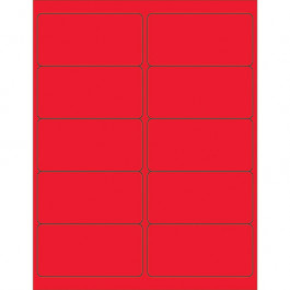 4" x 2"  Fluorescent  Red Rectangle  Laser  Labels