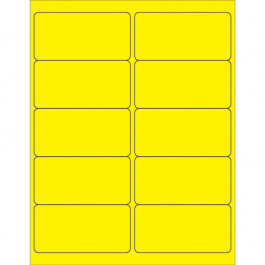 4" x 2"  Fluorescent  Yellow Rectangle  Laser  Labels