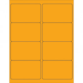 4" x 2 1/2"  Fluorescent  Orange Rectangle  Laser  Labels