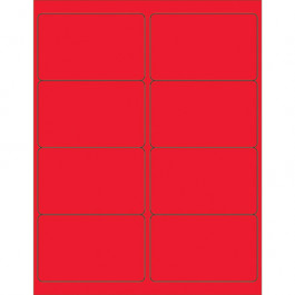 4" x 2 1/2"  Fluorescent  Red Rectangle  Laser  Labels