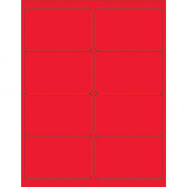 4" x 2 1/2"  Fluorescent  Red Rectangle  Laser  Labels