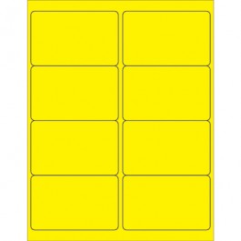 4" x 2 1/2"  Fluorescent  Yellow Rectangle  Laser  Labels