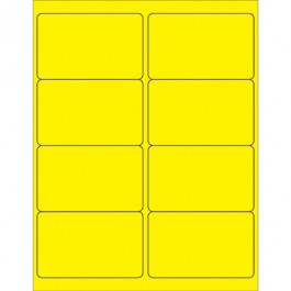 4" x 2 1/2"  Fluorescent  Yellow Rectangle  Laser  Labels