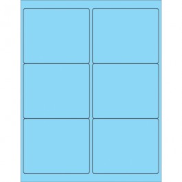 4" x 3 1/3"  Fluorescent  Pastel  Blue Rectangle  Laser  Labels