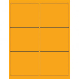 4" x 3 1/3"  Fluorescent  Orange Rectangle  Laser  Labels