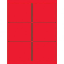4" x 3 1/3"  Fluorescent  Red Rectangle  Laser  Labels