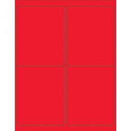 4" x 5"  Fluorescent  Red Rectangle  Laser  Labels