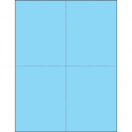 4 1/4" x 5 1/2"  Fluorescent  Pastel  Blue Rectangle  Laser  Labels