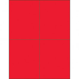 4 1/4" x 5 1/2"  Fluorescent  Red Rectangle  Laser  Labels