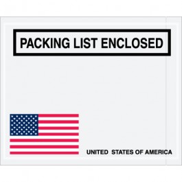 4 1/2" x 5 1/2" U.S.A.  Flag" Packing  List  Enclosed"  Envelopes