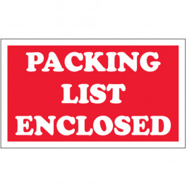 3" x 5" - " Packing  List  Enclosed"  Labels