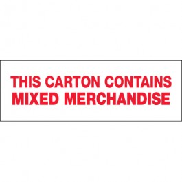 2" x 110 yds. - " Mixed  Merchandise" Pre- Printed  Carton  Sealing  Tape