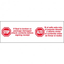 2" x 110 yds. - " Stop /  Alto" Pre- Printed  Carton  Sealing  Tape