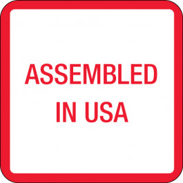 1" x 1" - " Assembled in U.S.A."  Labels