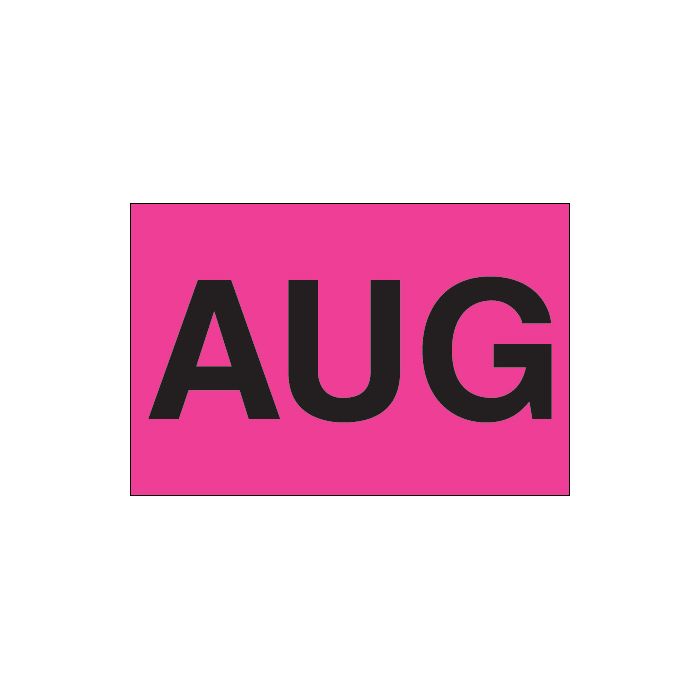 2" x 3" Pink "AUG" Months of the Year Labels