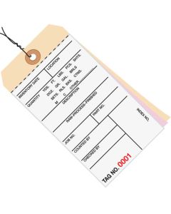6 1/4" x 3 1/8" - (3500-3999) Inventory  Tags 3  Part  Carbonless #8 -  Pre- Wired