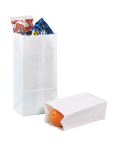 6 1/8" x 4" x 12 3/8"  White Grocery  Bags
