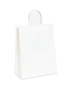 5 1/4" x 3 1/4" x 8 3/8"  White Paper  Shopping  Bags