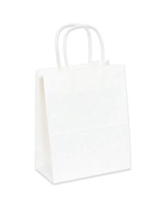 8" x 4 1/2" x 10 1/4"  White Paper  Shopping  Bags
