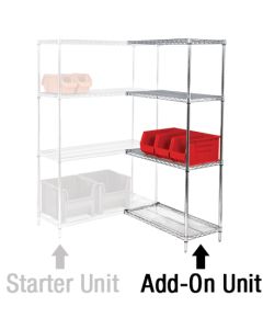 36" x 12" x 54" - 4  Shelf Wire  Shelving  Add- On  Unit