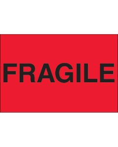 2" x 3" - " Fragile" ( Fluorescent  Red)  Labels