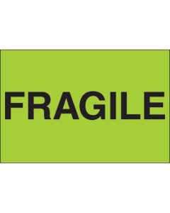 2" x 3" - " Fragile" ( Fluorescent  Green)  Labels