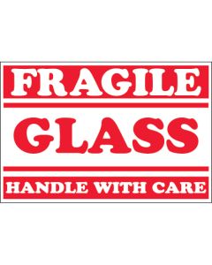 2" x 3" - " Fragile -  Glass -  Handle  With  Care"  Labels