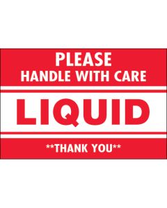 2" x 3" - " Please  Handle  With  Care -  Liquid -  Thank  You"  Labels