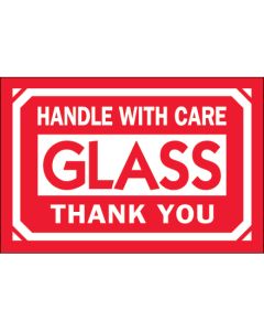 2" x 3" - " Glass -  Handle  With  Care -  Thank  You"  Labels