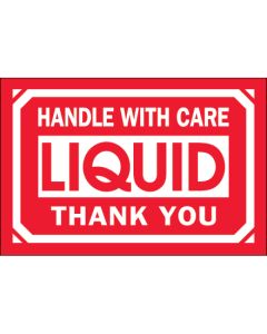 2" x 3" - " Handle  With  Care -  Liquid -  Thank  You"  Labels